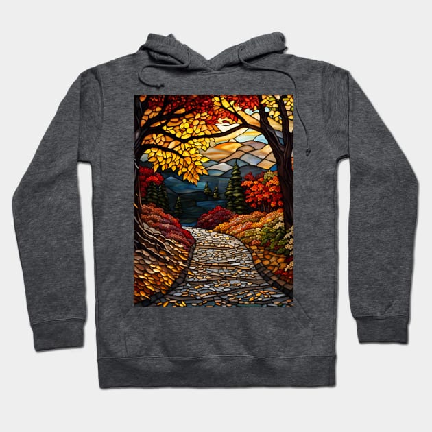 Stained Glass Autumn Scene Hoodie by Chance Two Designs